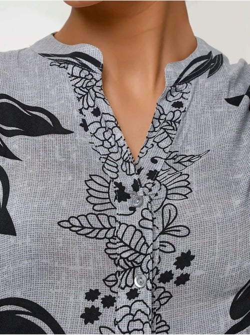 Vestido maxi em viscose estampada com manga comprida hiccup - Kiabi Vestido maxi em viscose estampada com manga comprida hiccup - Kiabi