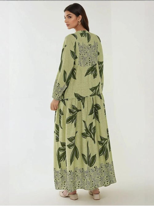 Vestido maxi em viscose estampada com manga comprida hiccup - Kiabi