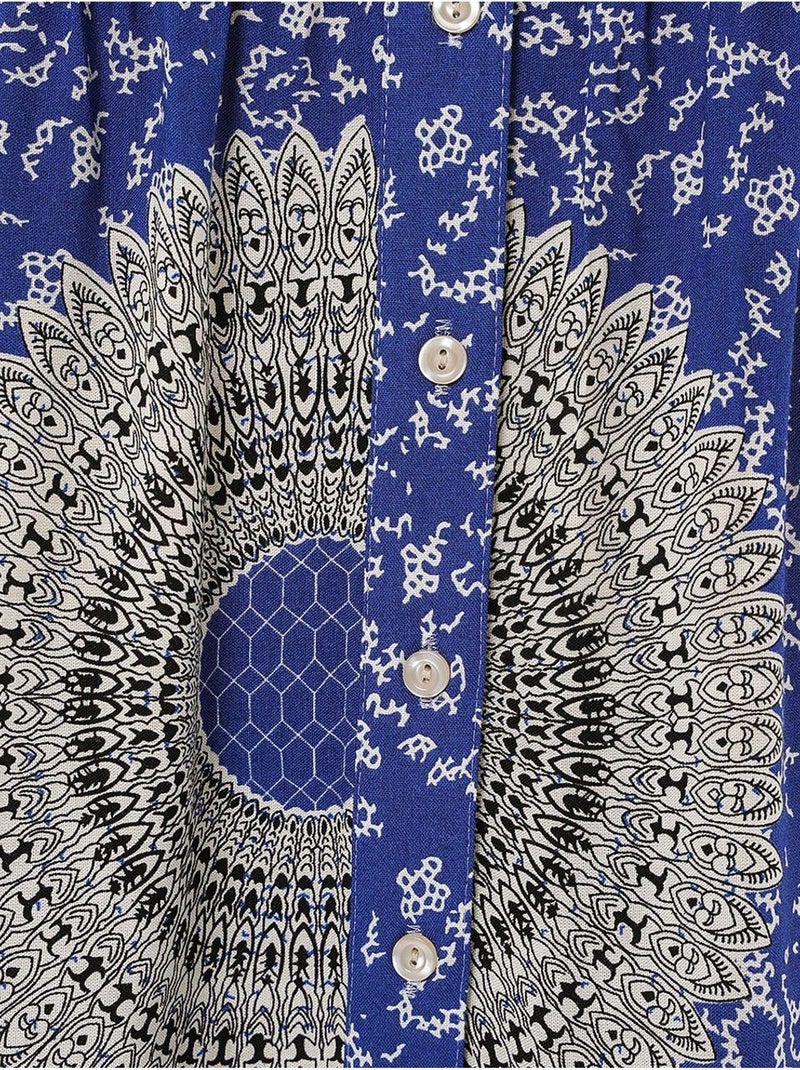 Vestido maxi estampado com decote em v e fecho de botões bdart Azul-cobalto - Kiabi