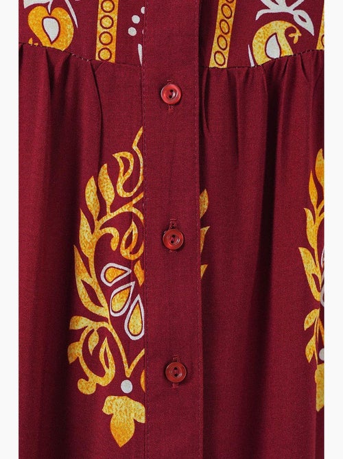 Vestido maxi estampado com decote em v e fecho de botões bdart - Kiabi Vestido maxi estampado com decote em v e fecho de botões bdart - Kiabi
