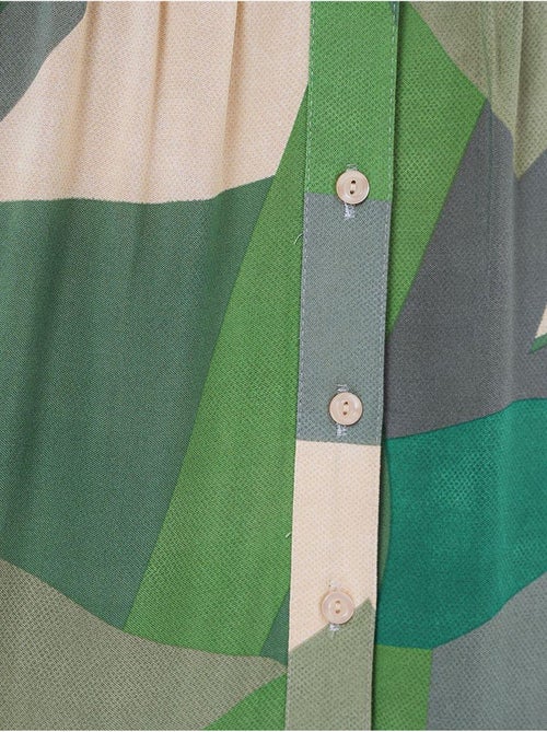 Vestido maxi estampado com decote em v e fecho de botões bdart - Kiabi Vestido maxi estampado com decote em v e fecho de botões bdart - Kiabi