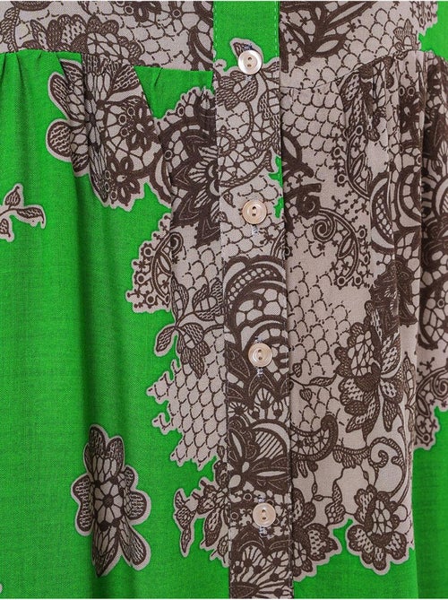 Vestido maxi estampado com decote em v e fecho de botões bdart - Kiabi Vestido maxi estampado com decote em v e fecho de botões bdart - Kiabi