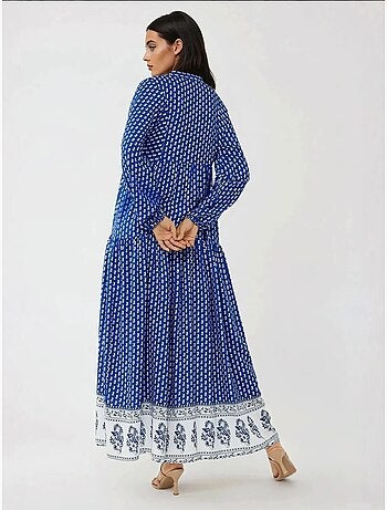 Vestido maxi estampado com decote em v hiccup