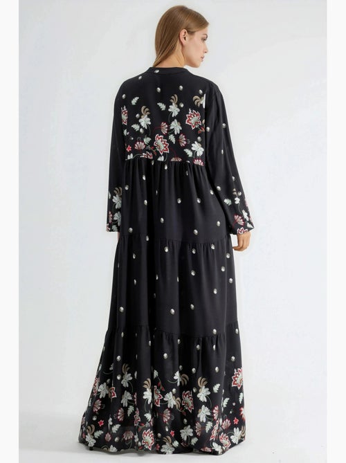 Vestido maxi estampado com decote em v hiccup - Kiabi Vestido maxi estampado com decote em v hiccup - Kiabi