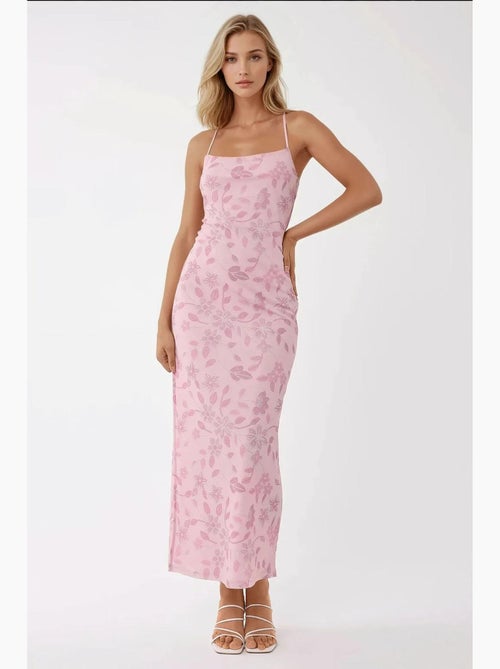 Vestido maxi estampado com decote quadrado hiccup - Kiabi