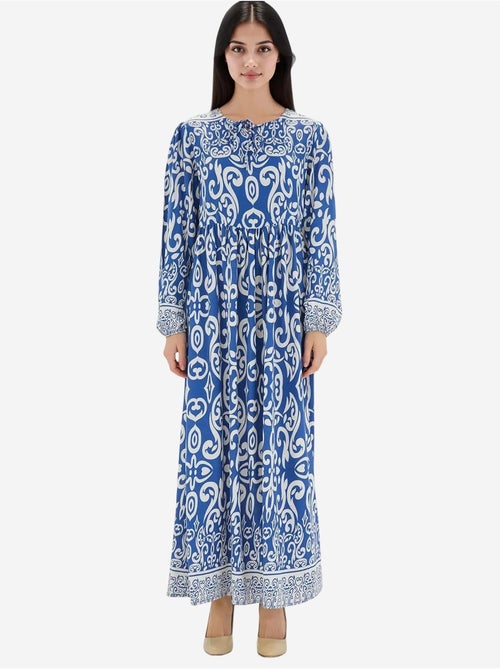 Vestido maxi estampado com detalhe de atar bdart - Kiabi Vestido maxi estampado com detalhe de atar bdart - Kiabi