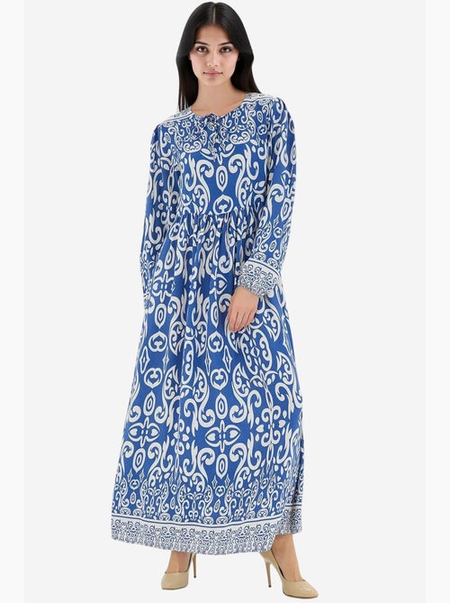 Vestido maxi estampado com detalhe de atar bdart - Kiabi Vestido maxi estampado com detalhe de atar bdart - Kiabi