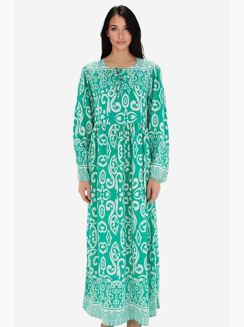 Vestido maxi estampado com detalhe de atar bdart - Kiabi Vestido maxi estampado com detalhe de atar bdart - Kiabi