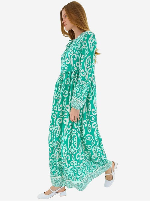 Vestido maxi estampado com detalhe de atar bdart - Kiabi Vestido maxi estampado com detalhe de atar bdart - Kiabi