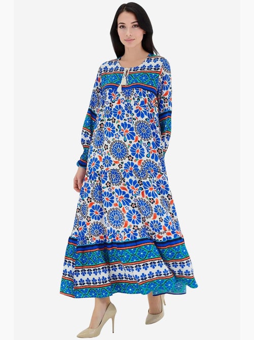 Vestido maxi estampado com detalhe de atar bdart - Kiabi Vestido maxi estampado com detalhe de atar bdart - Kiabi