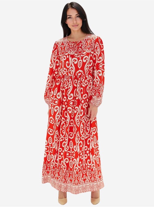 Vestido maxi estampado com detalhe de atar bdart - Kiabi Vestido maxi estampado com detalhe de atar bdart - Kiabi