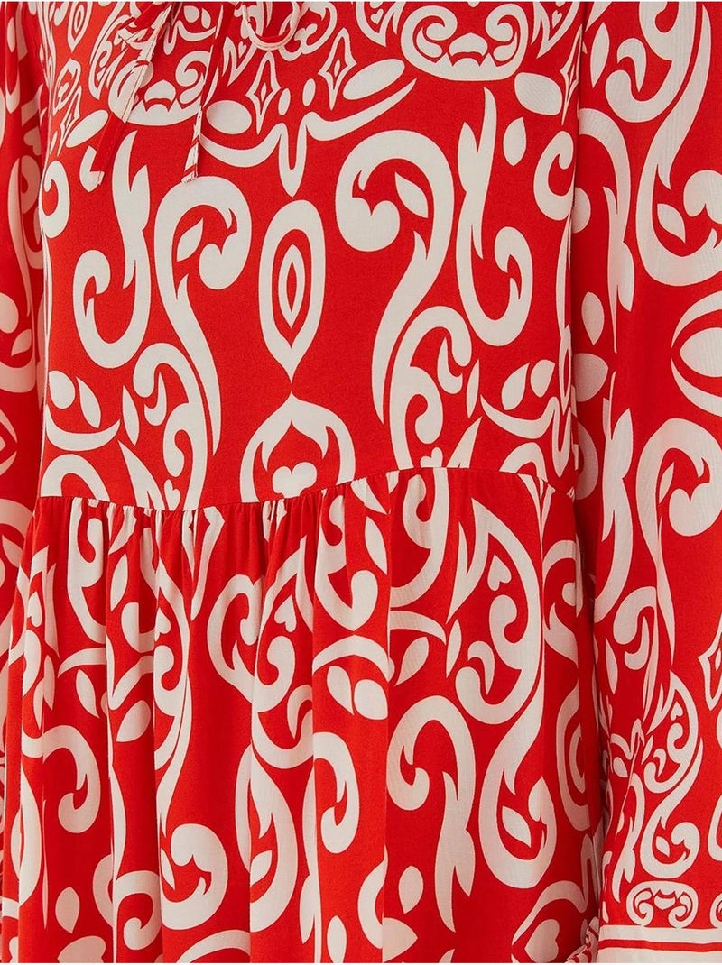 Vestido maxi estampado com detalhe de atar bdart Vermelho - Kiabi