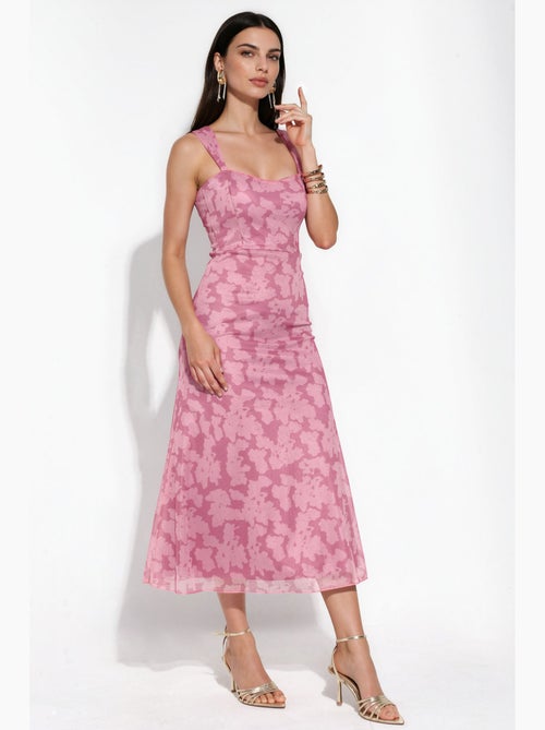 Vestido maxi estampado com gola em coração hiccup - Kiabi