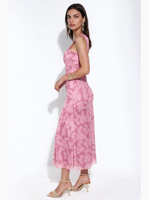 Vestido maxi estampado com gola em coração hiccup - Kiabi