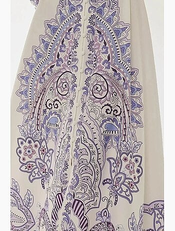 Vestido maxi estampado de manga comprida com cinto hiccup