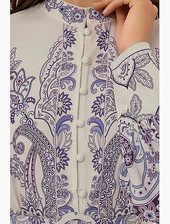 Vestido maxi estampado de manga comprida com cinto hiccup