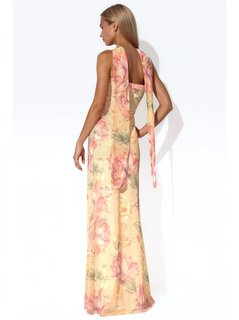 Vestido maxi estampado sem alças hiccup Amarelo-limão - Kiabi