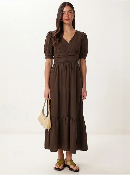 Vestido maxi feminino em popelina de mistura de algodão istanbul - Kiabi Vestido maxi feminino em popelina de mistura de algodão istanbul - Kiabi