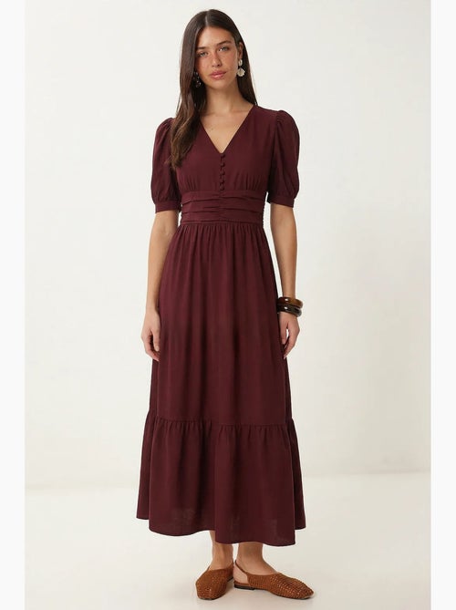 Vestido maxi feminino em popelina de mistura de algodão istanbul - Kiabi Vestido maxi feminino em popelina de mistura de algodão istanbul - Kiabi