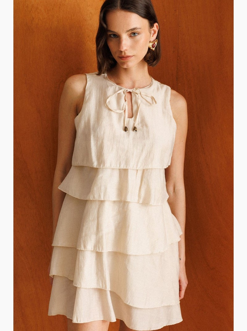 Vestido maxi feminino mixray Creme - Kiabi