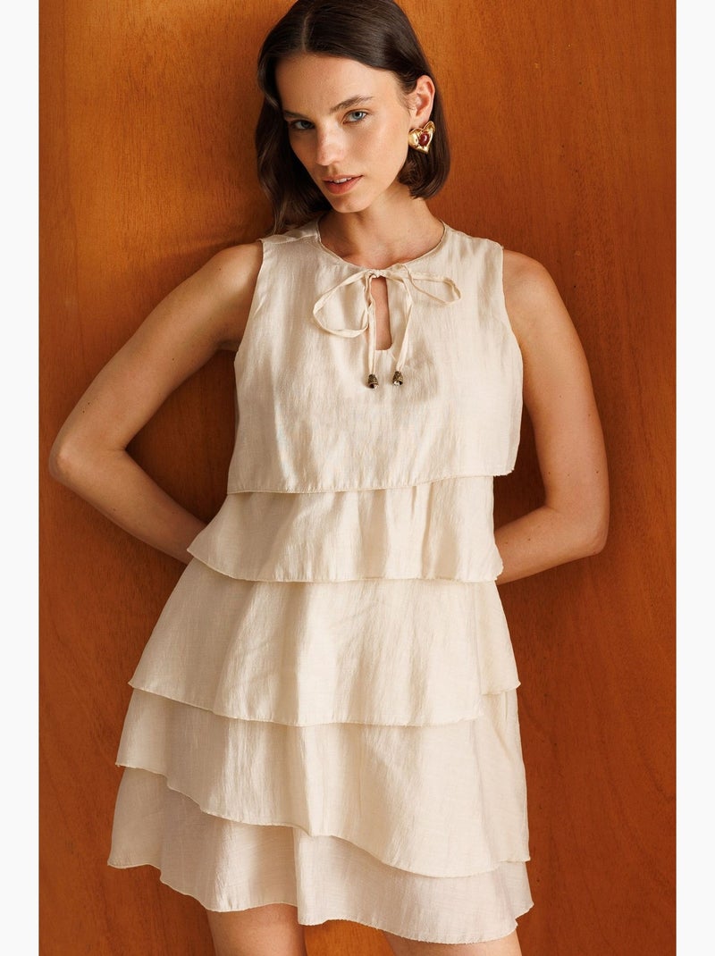 Vestido maxi feminino mixray Creme - Kiabi