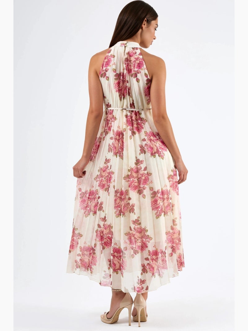 Vestido maxi floral com detalhe de laço busem Creme - Kiabi