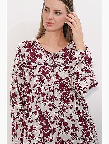 Vestido maxi floral com gola redonda bdart