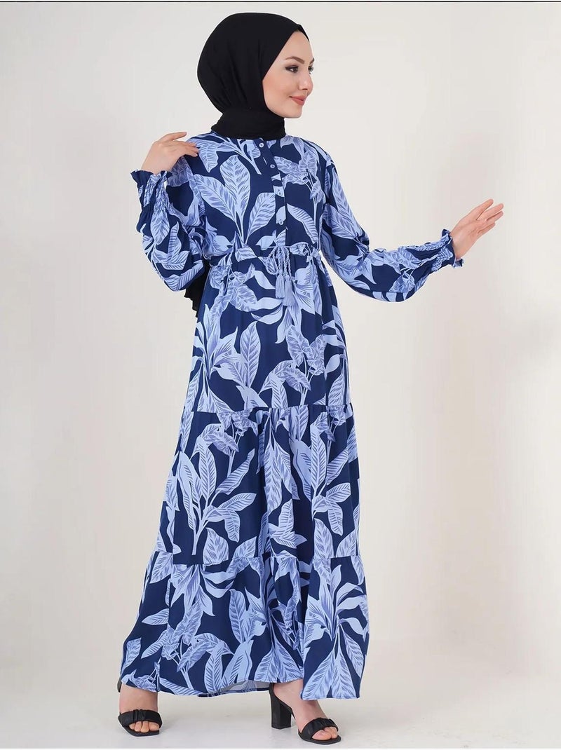 Vestido maxi floral em crepe de viscose bdart Azul-lago - Kiabi
