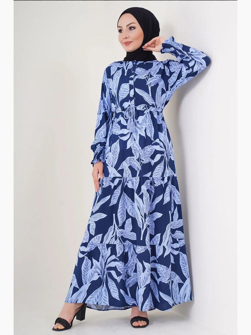 Vestido maxi floral em crepe de viscose bdart Azul-lago - Kiabi