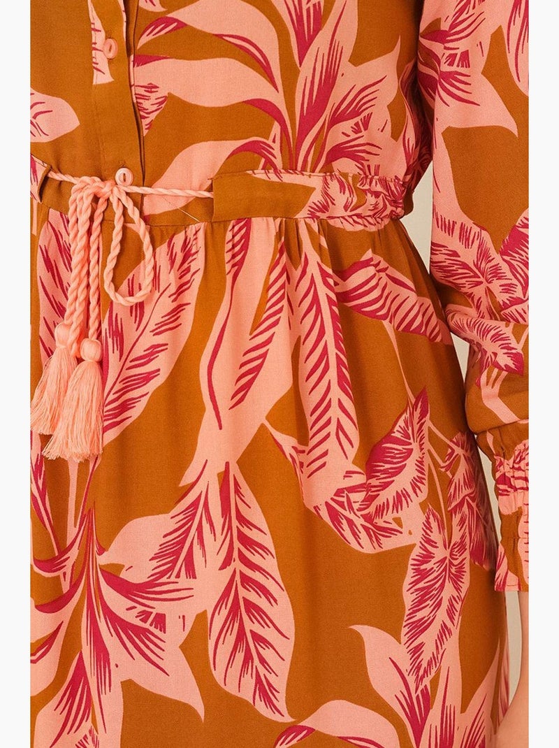 Vestido maxi floral em crepe de viscose bdart Camelo - Kiabi