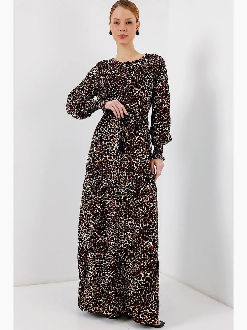 Vestido maxi floral em crepe de viscose bdart Castanho - Kiabi