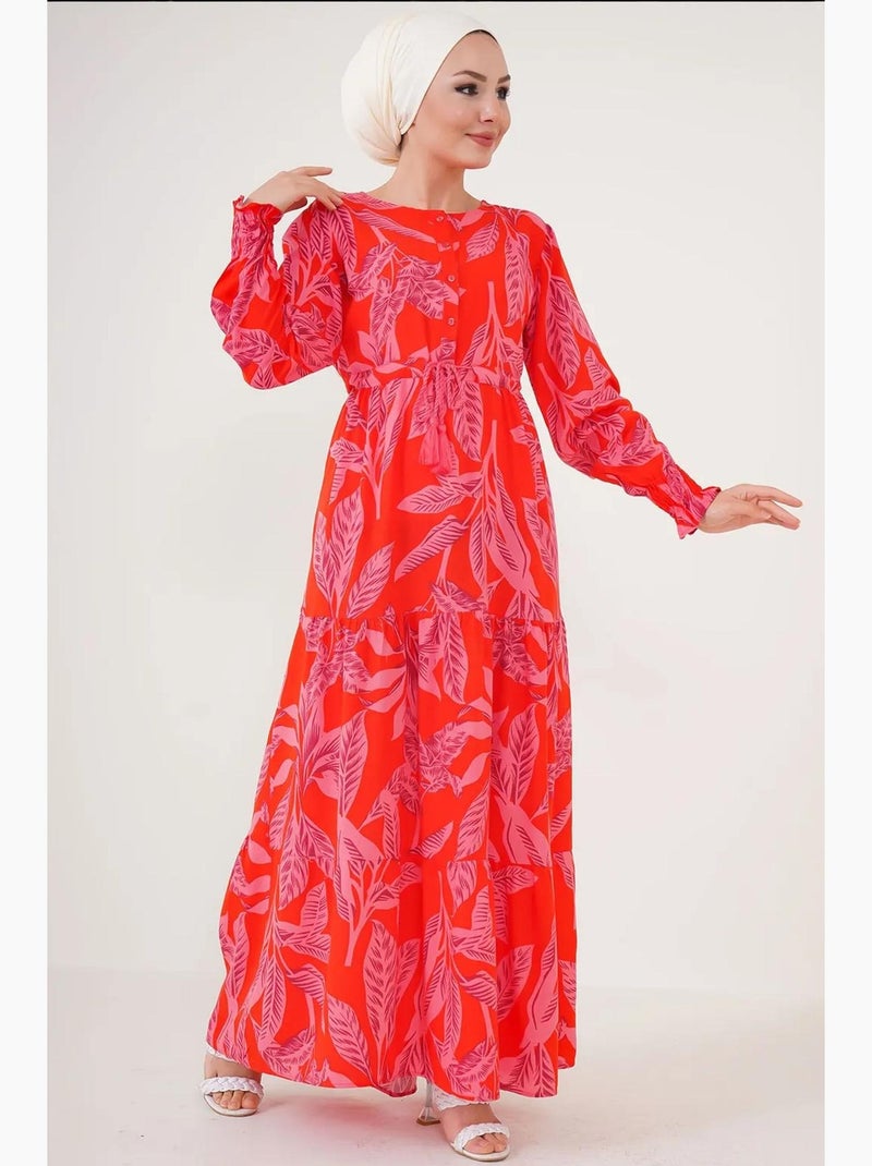 Vestido maxi floral em crepe de viscose bdart Vermelho - Kiabi