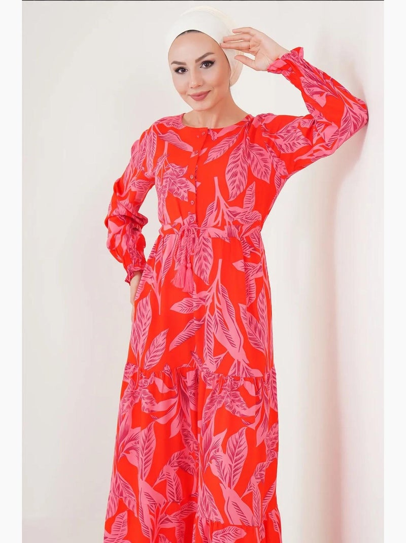Vestido maxi floral em crepe de viscose bdart Vermelho - Kiabi