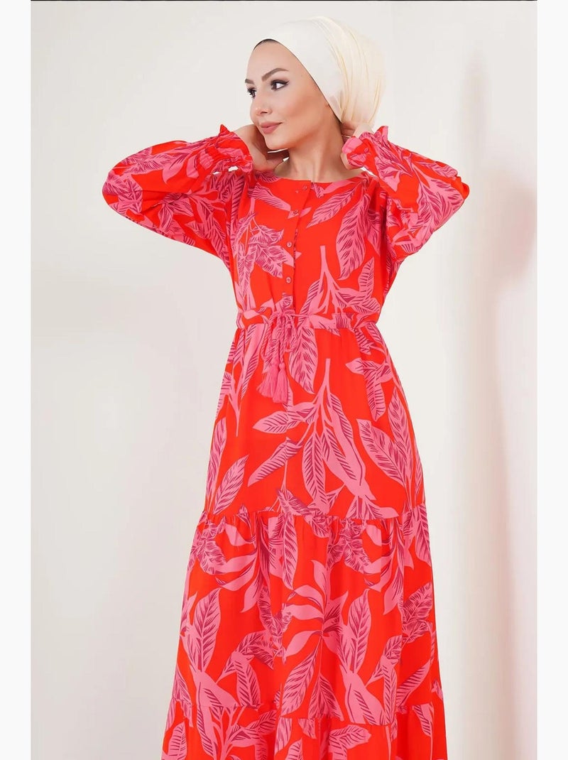 Vestido maxi floral em crepe de viscose bdart Vermelho - Kiabi