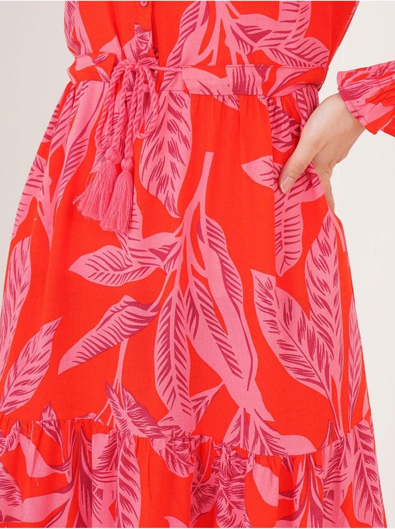 Vestido maxi floral em crepe de viscose bdart Vermelho - Kiabi