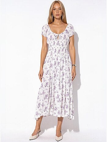 Vestido maxi floral em viscose busem