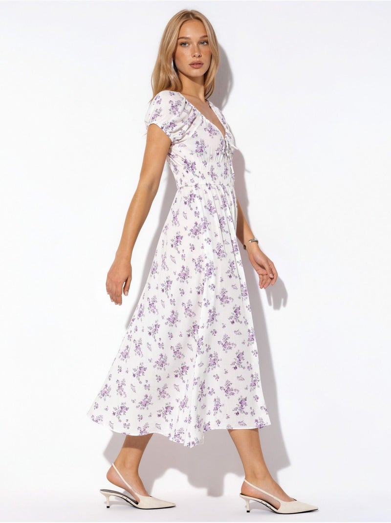 Vestido maxi floral em viscose busem Branco sujo - Kiabi