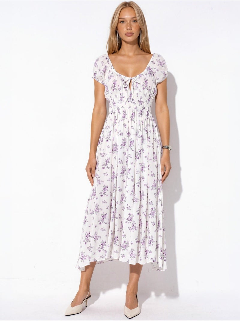 Vestido maxi floral em viscose busem Branco sujo - Kiabi