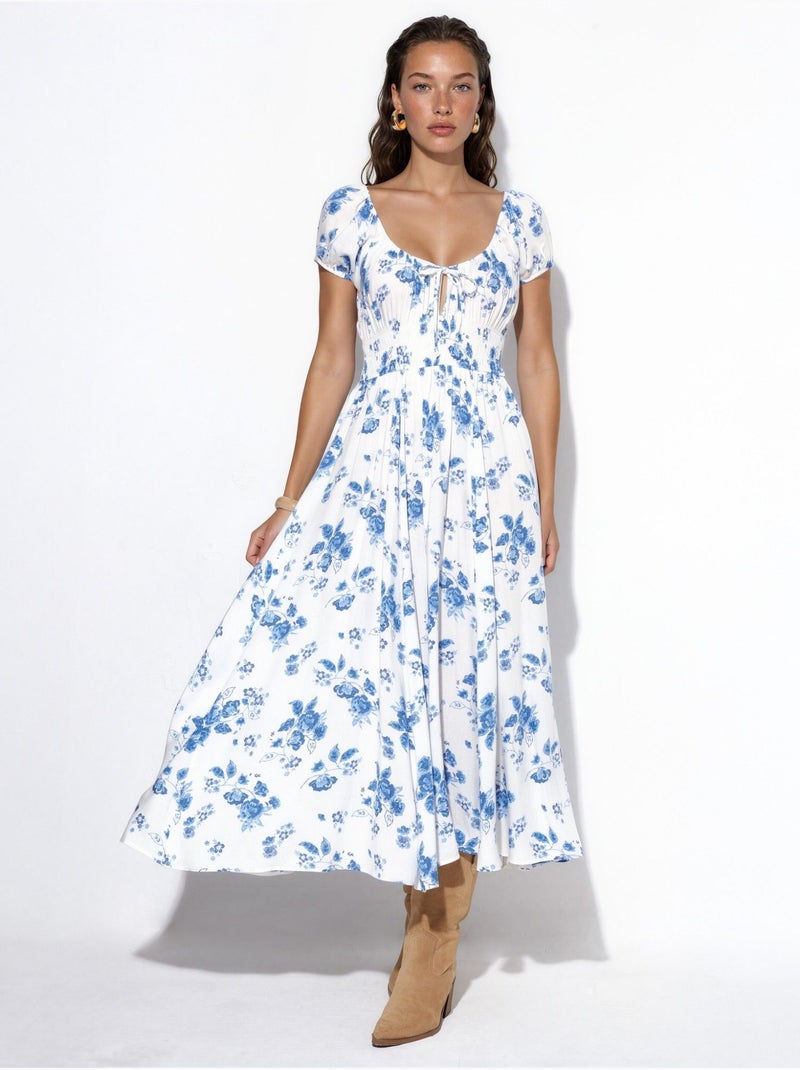 Vestido maxi floral em viscose busem Multicolorido - Kiabi