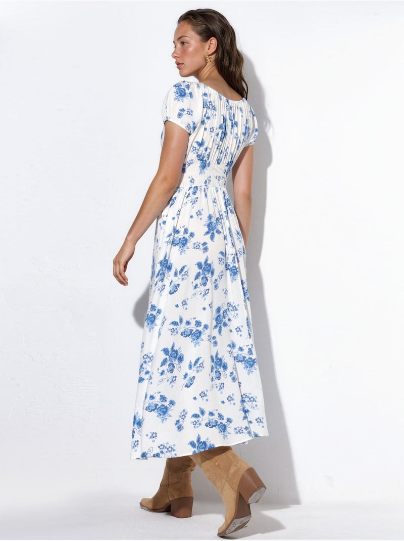 Vestido maxi floral em viscose busem Multicolorido - Kiabi