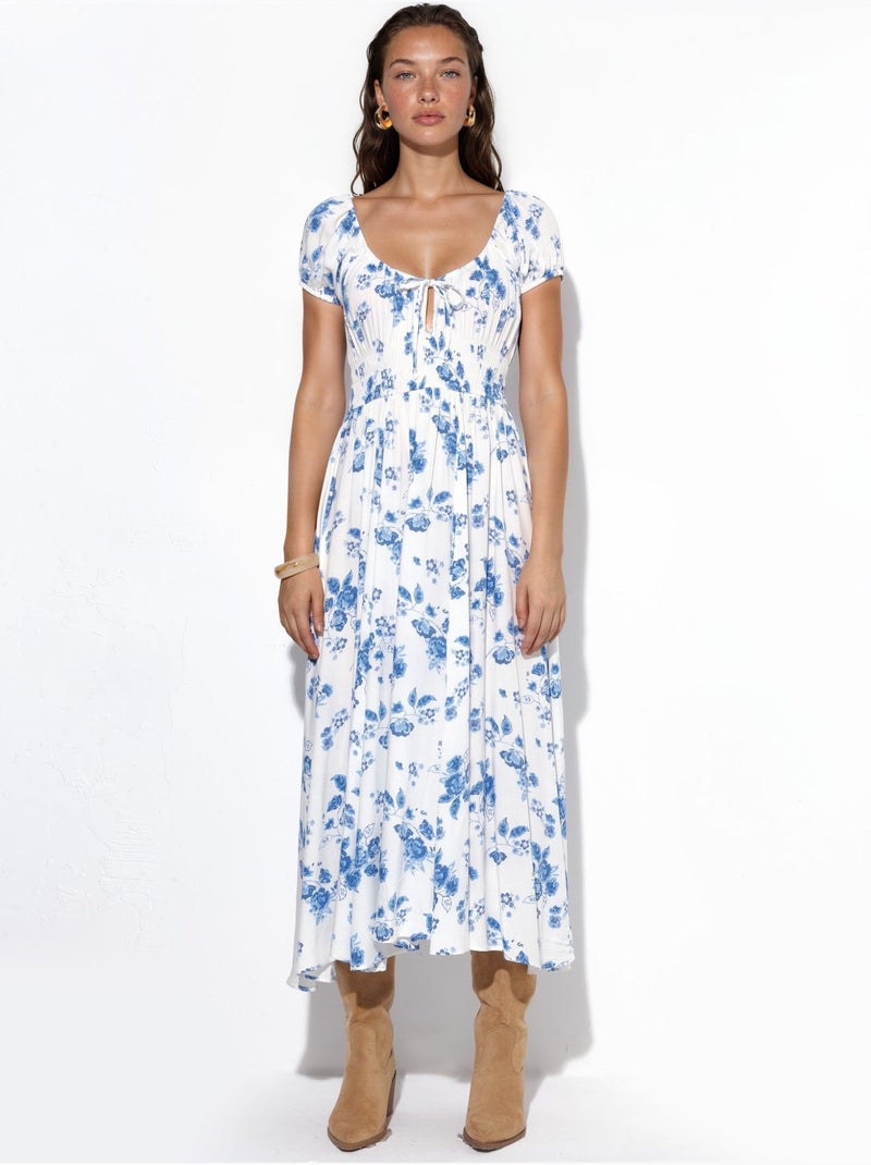 Vestido maxi floral em viscose busem Multicolorido - Kiabi