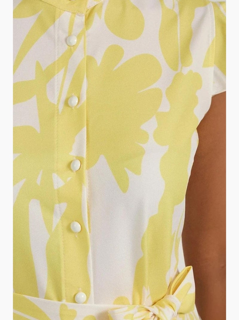 Vestido maxi floral tippet hiccup Amarelo-limão - Kiabi