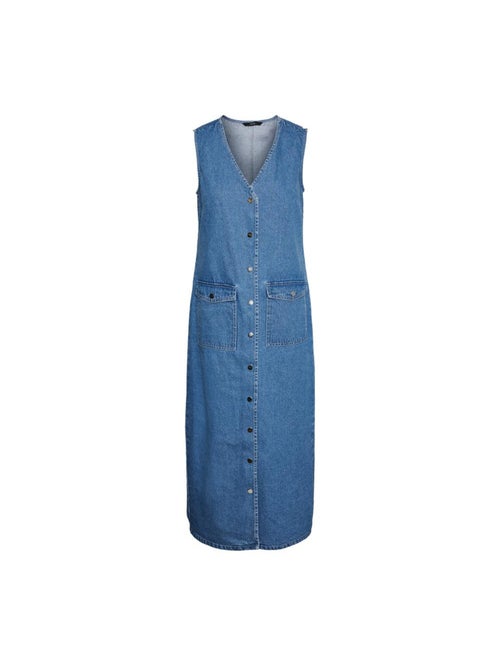 Vestido Maxi Jeans Azul Vero Moda para Mulher - Kiabi Vestido Maxi Jeans Azul Vero Moda para Mulher - Kiabi