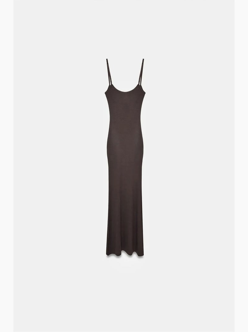 Vestido maxi justo canelado dilvin Castanho-chocolate - Kiabi