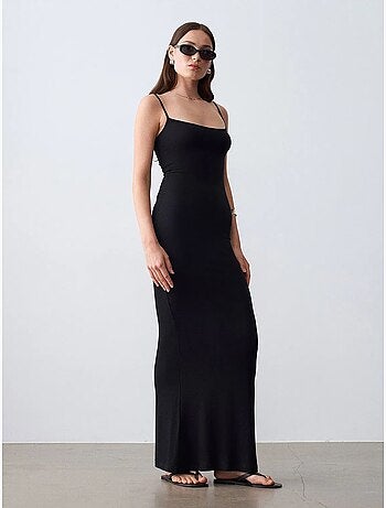 Vestido maxi justo canelado dilvin