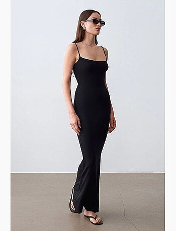 Vestido maxi justo canelado dilvin