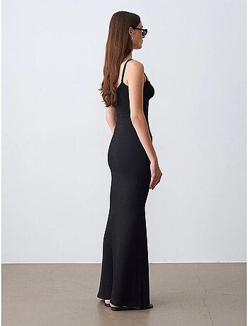 Vestido maxi justo canelado dilvin