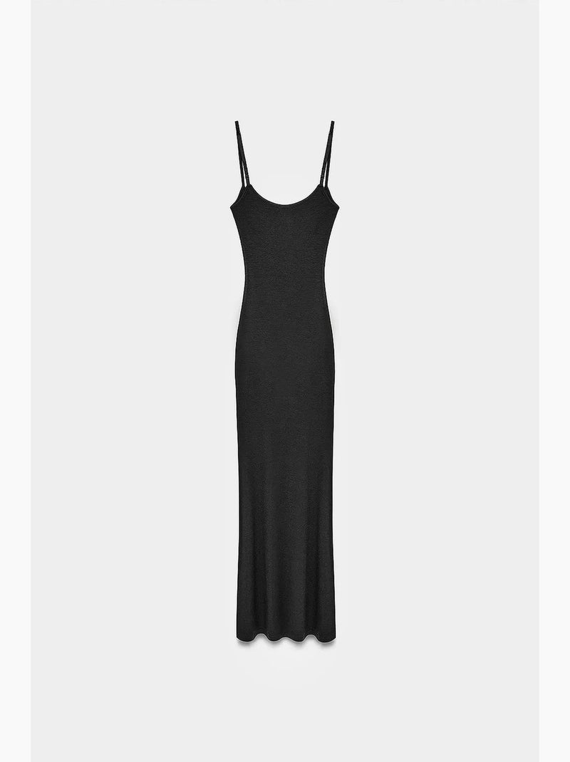Vestido maxi justo canelado dilvin Preto - Kiabi
