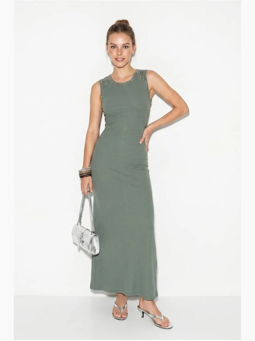 Vestido maxi justo canelado sem mangas lucci - Kiabi Vestido maxi justo canelado sem mangas lucci - Kiabi