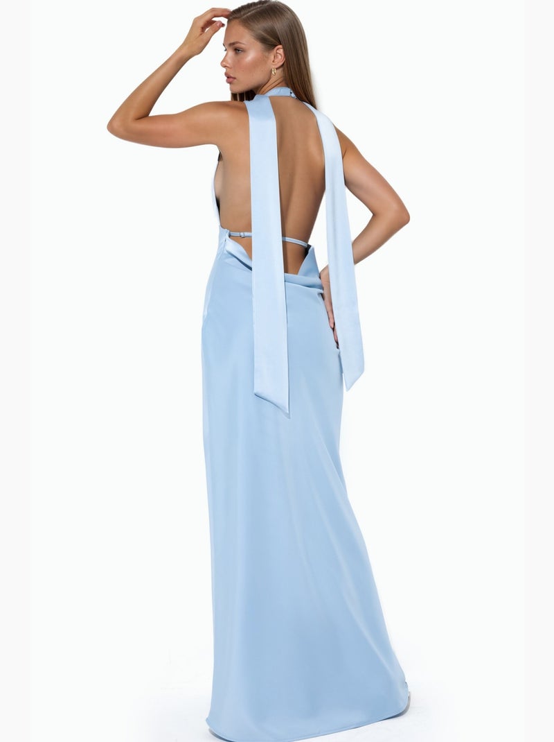 Vestido maxi justo com decote em v hiccup Azul-céu - Kiabi